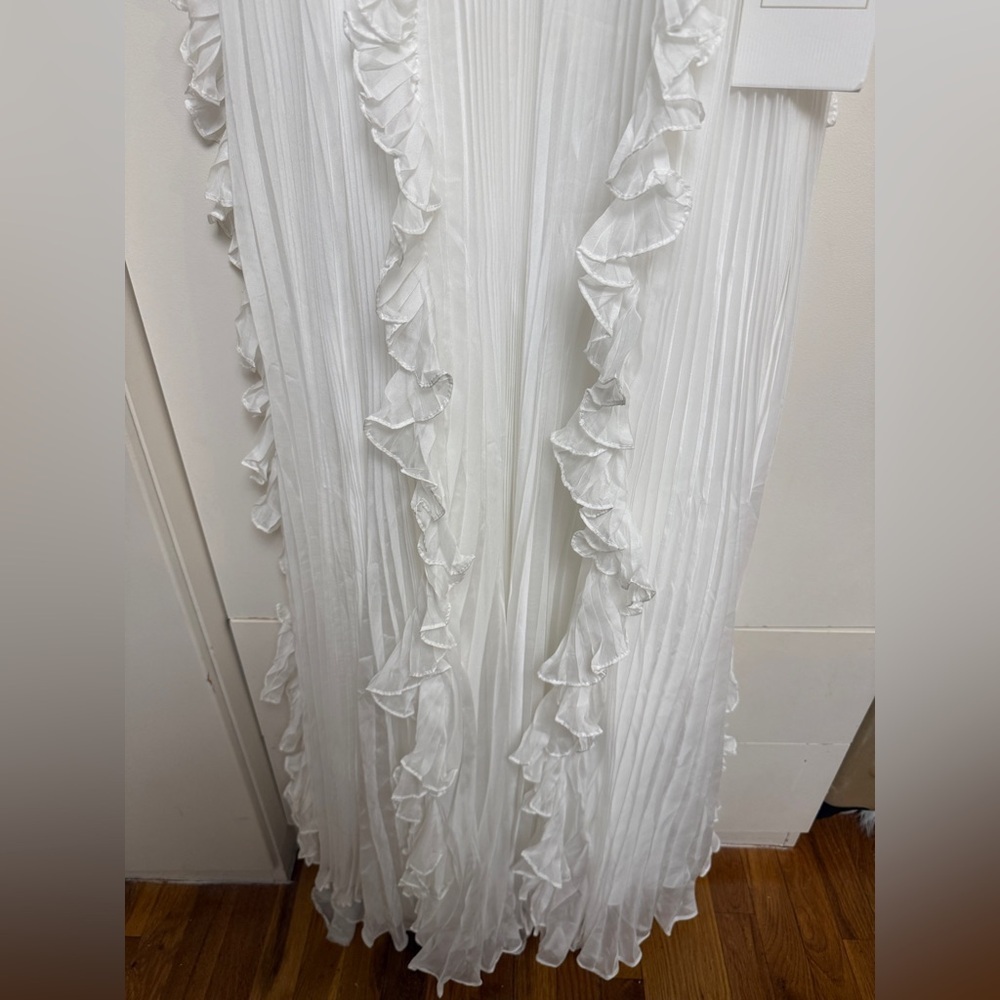 NWT | 49533 Mac Duggal White Ruffled Maxi Dress Size 8 - Picture 8 of 16